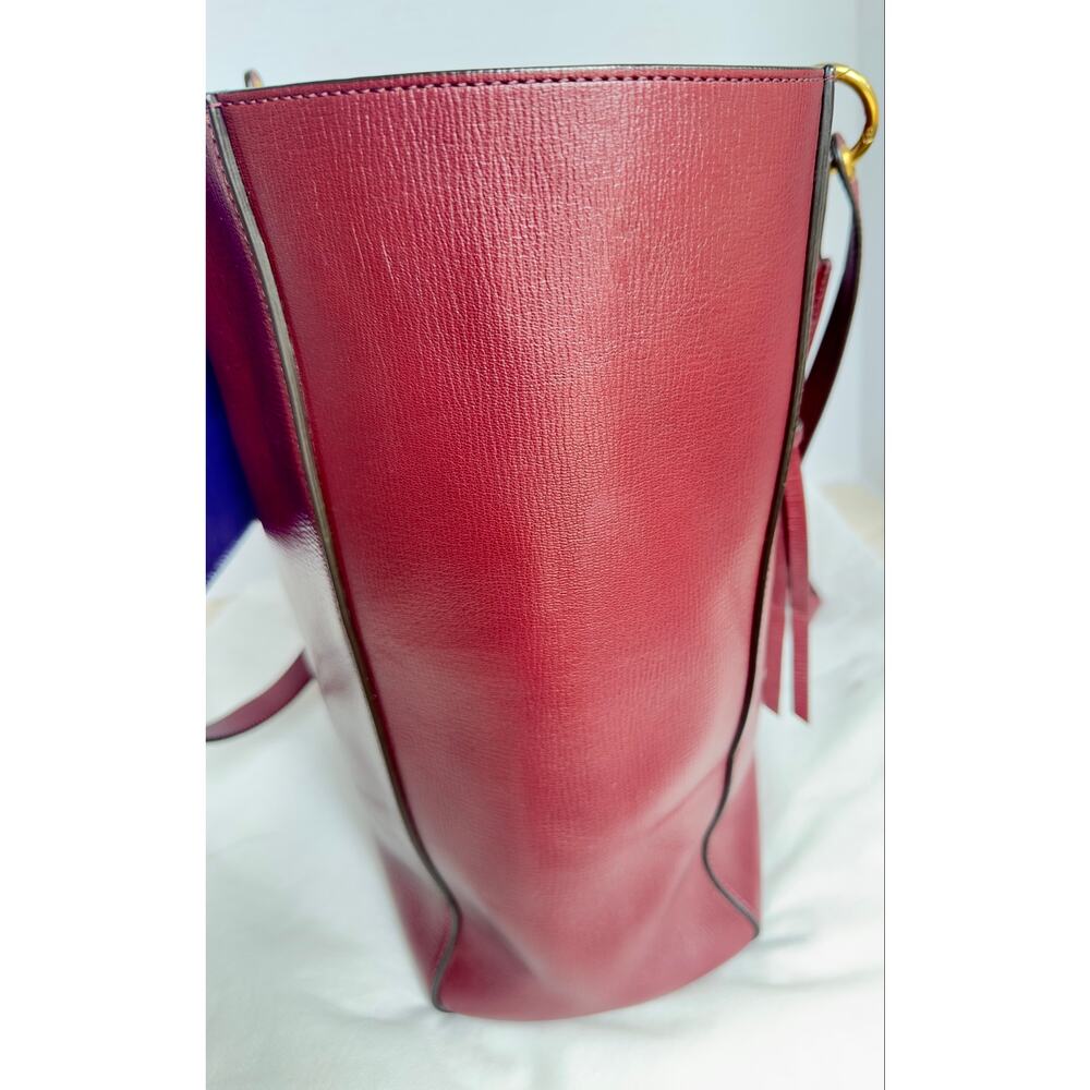 Mulberry Maple Goatskin Leather Tote Burgundy Purple Removable Pouch - Picture 10 of 15